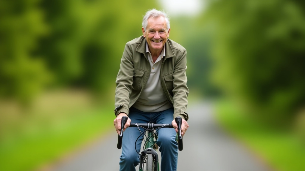 Cyclist riding on smooth paved greenway path with gentle rolling terrain and green trees on either side