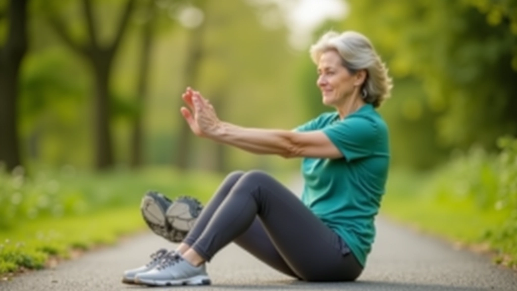 Person stretching legs and back in outdoor setting after completing a cycling ride, sitting peacefully by greenway