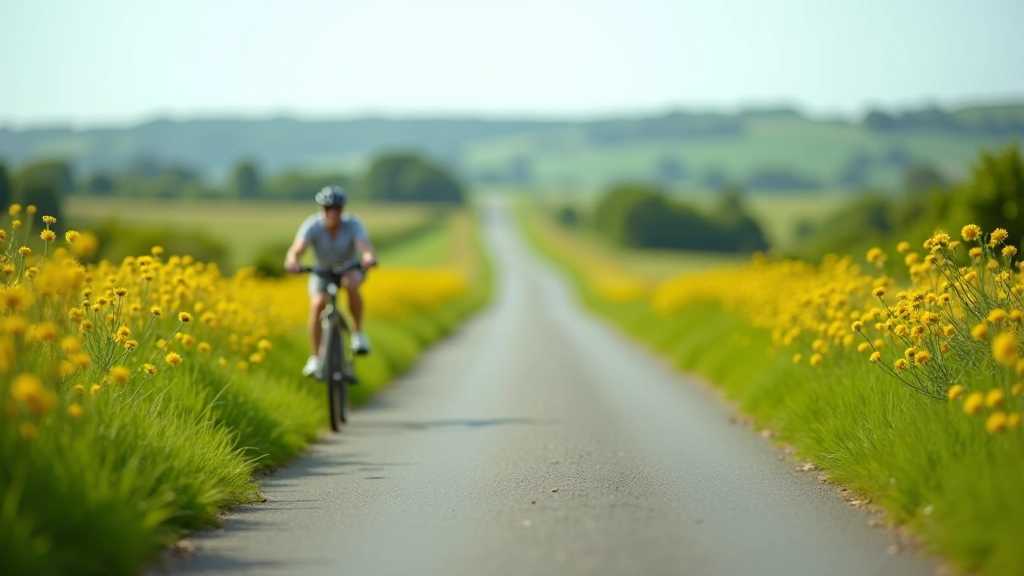 Smooth paved cycling path stretching into the distance with trees on both sides